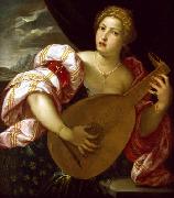 unknow artist Young Woman Playing a Lute painting